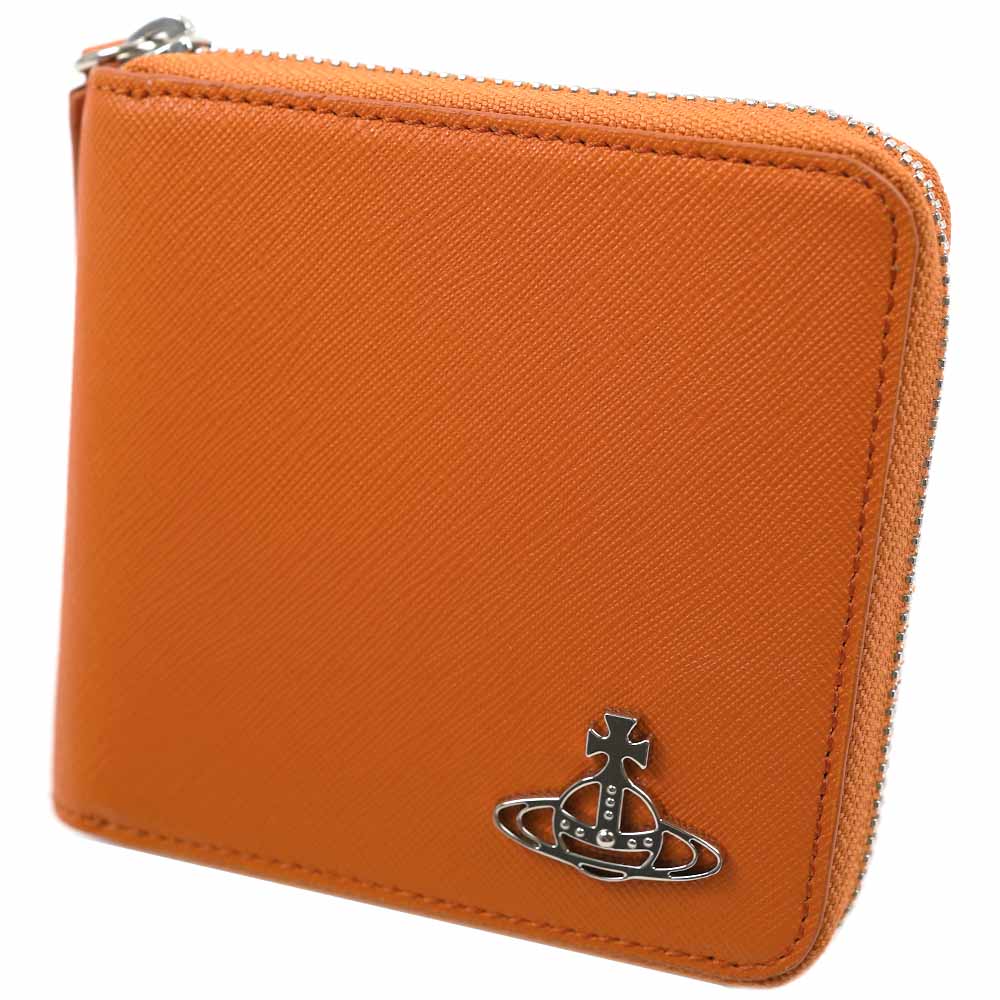 ヴィヴィアンウエストウッド 財布 二つ折り財布 メンズ レディース ラウンドファスナー オレンジ Vivienne Westwood 51010043 L001N F401