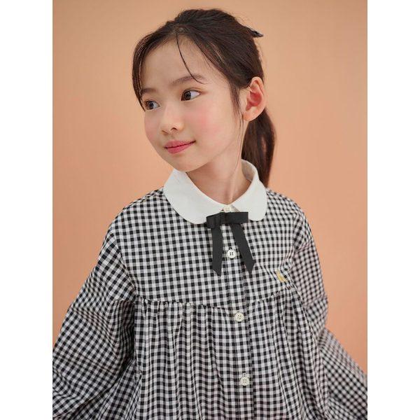 [BEANPOLE KIDS] ギンガムシャツワンピース & ビンキーヘアシュシュSET ブラック (BI5171G055)
