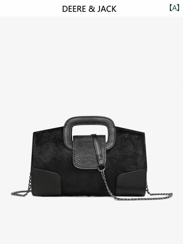 ショルダーバッグ 斜めがけ ハンドバッグ レディース 鞄 レザー 革 おしゃれ 大容量 チェーン ファッション ブラック