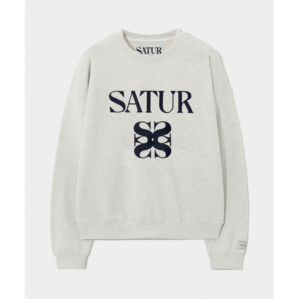 SATUR クラシックロゴスウェットシャツメランジアイボリー