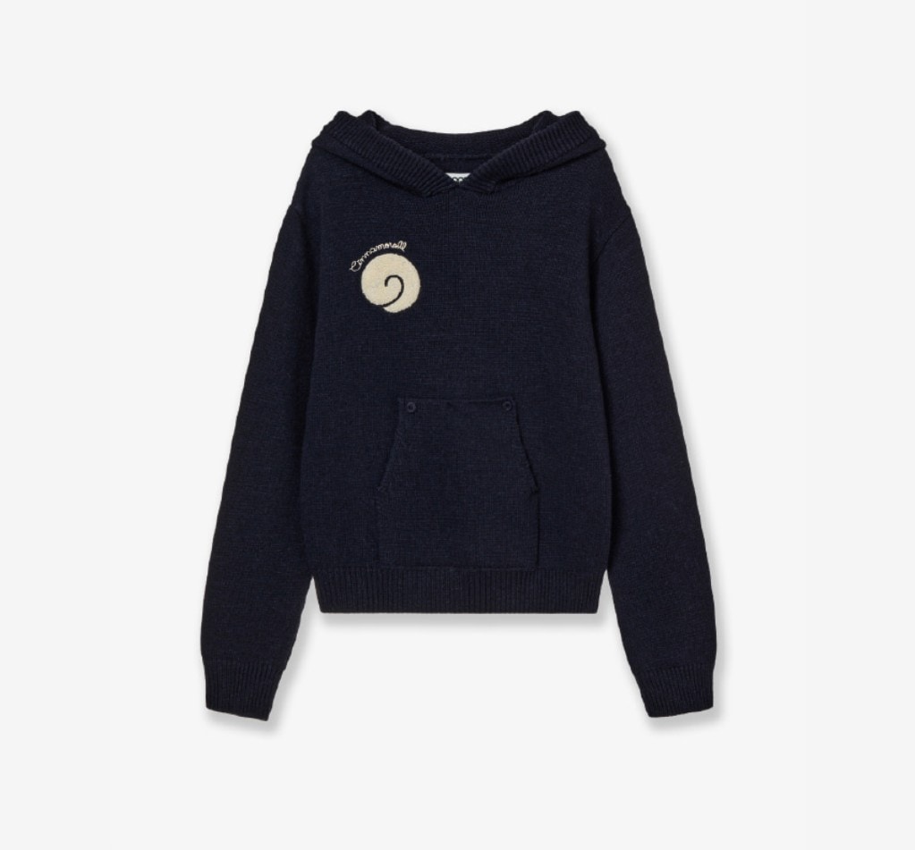 【aeae】25FW CINNAMOROLL TAIL KNIT HOODIE : NAVY