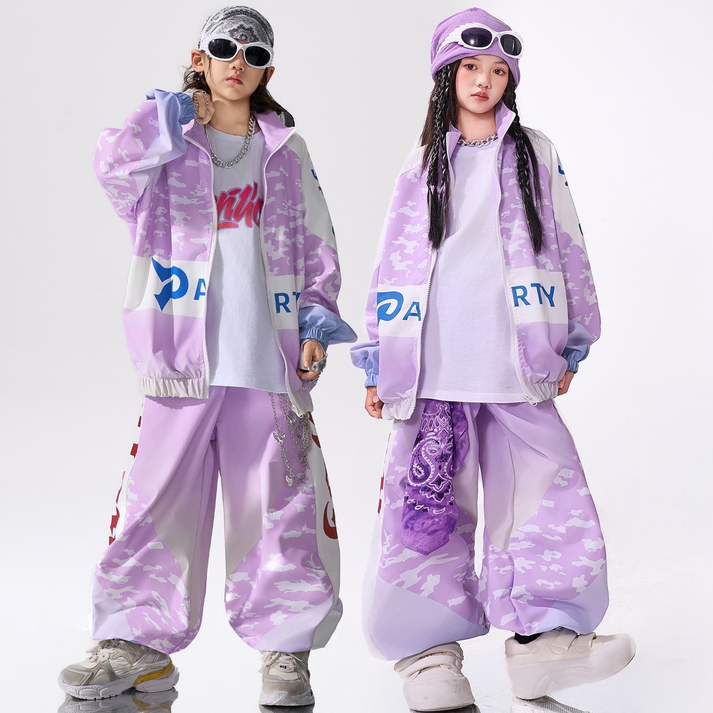 男女兼用 ジャージ セットアップ ストリートダンスファッション男の子用ヒップホップスタイル女の子用ストリートクールスーツ子供用ドラム演奏衣装