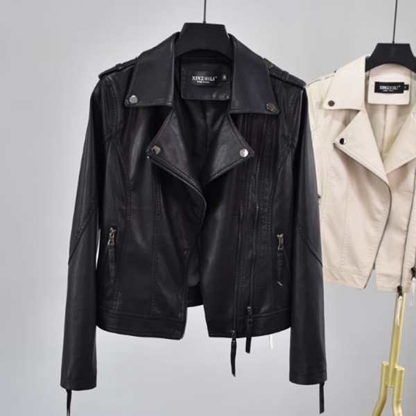 レディース ジャケット アウター 上着 レザージャケット ライダースジャケット 普通丈 長袖 Vネック 襟付き ワイド ポケット フェイクレザー シンプル カジュアル 上品 おしゃれ かっこいい 8,596円