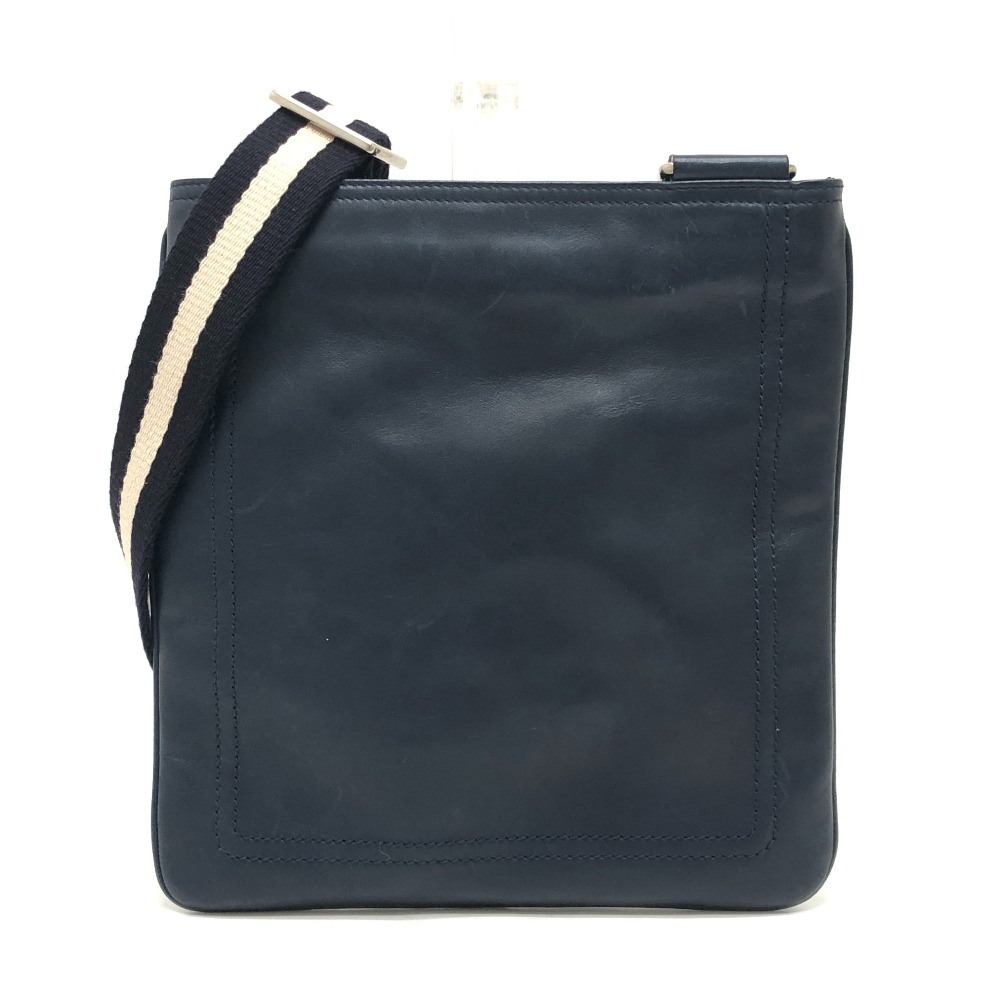 BALLY バリー ショルダーバッグ フラット カバン 調節可能 斜め掛け バッグ レザー ネイビー