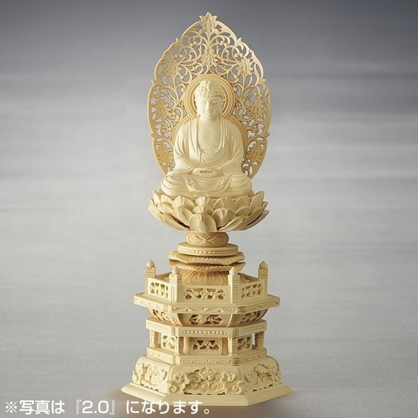 ALTE MEISTER 六角台座 唐草光背 釈迦如来 2.5 柘植