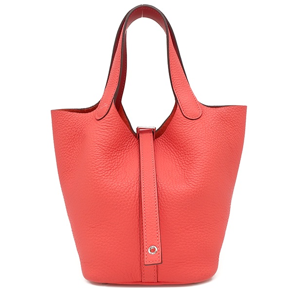 エルメス HERMES ハンドバッグ ピコタンロックPM エクラ トリヨンクレマンス スイフト ローザテキサス×ヴァーミリオン シルバー金具 U刻印 【保存袋】【中古】