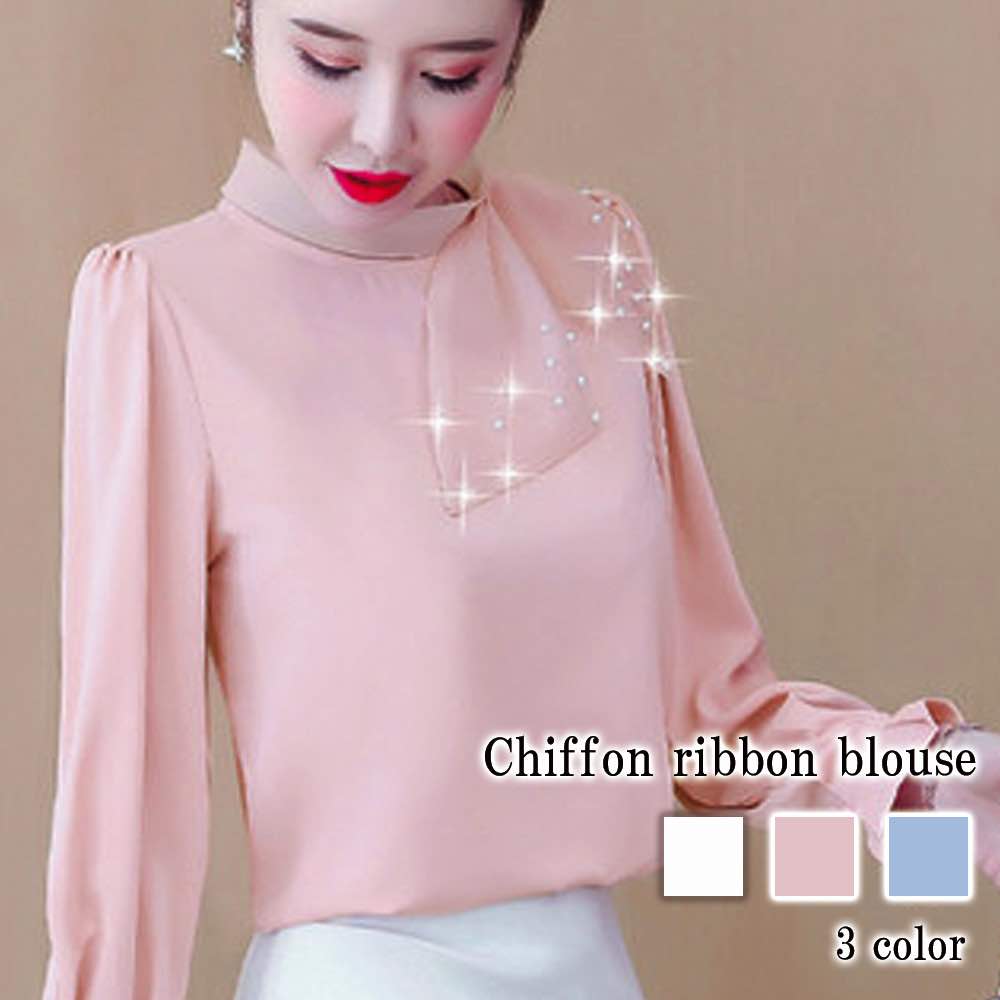 ブラウス レディース シフォンリボンブラウス 高品質 長袖 人気 フォーマル 白 事務服 厚手 黒 オフィス レース シフォン フリル おしゃれ ボウタイ Tシャツ カジュアル ブランド きれいめ ノ