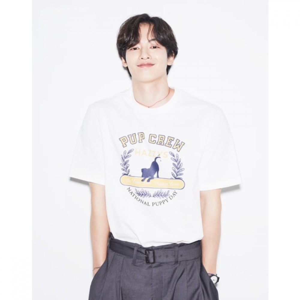 [ハッピーパピー] ユニセックス ホワイト 半袖 Tシャツ HZTS4B901WT