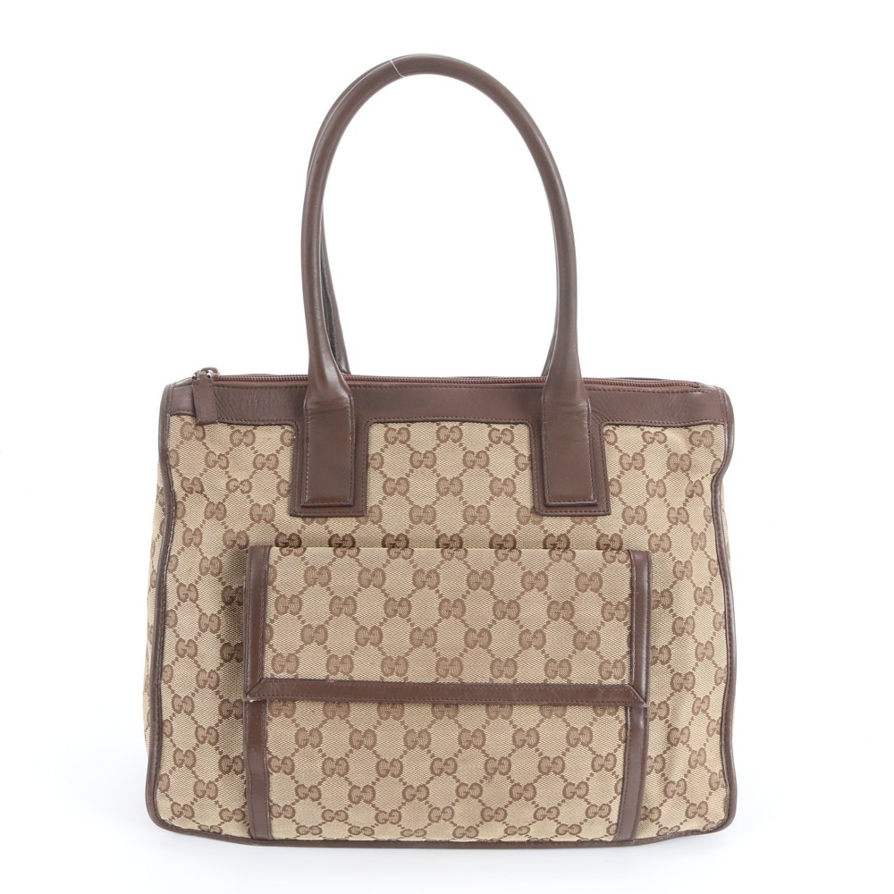 美品 GGキャンバス 000 0854 レザー×キャンバス トート バッグ ショルダー ビジネス 通勤 書類鞄 A4 メンズ レディース RBM DZ26-3 中古