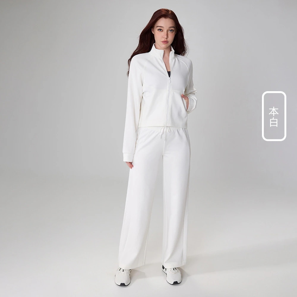 【急速出荷!】韓国 セットアップ ルーズ フィットネス スポーツ スーツ レディース スタンドカラー ヨガ ワイドレッグ ポケット アウトドア カジュアルパンツ