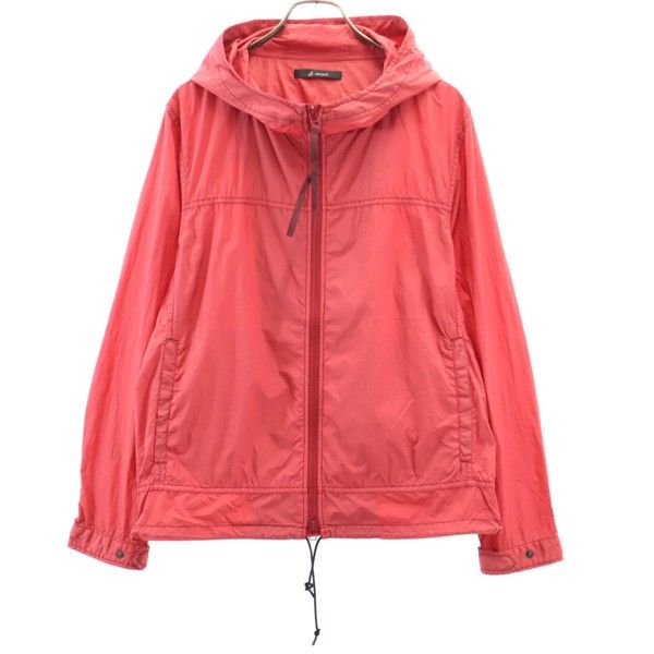 未使用 長袖 ガーメントダイ ジップパーカー M 赤 ナイロン メンズ