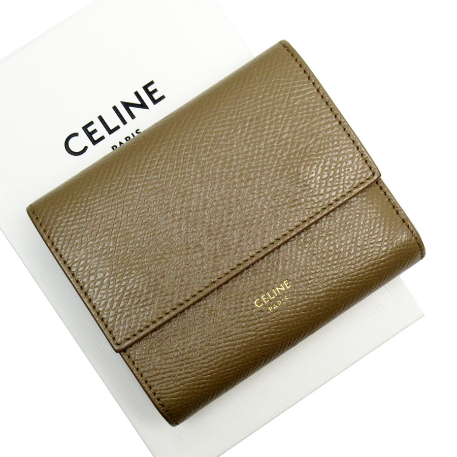 セリーヌ CELINE 二つ折り財布 スモール トリフォールド ウォレット レザー ベージュ レディース t19625a二つ折り財布