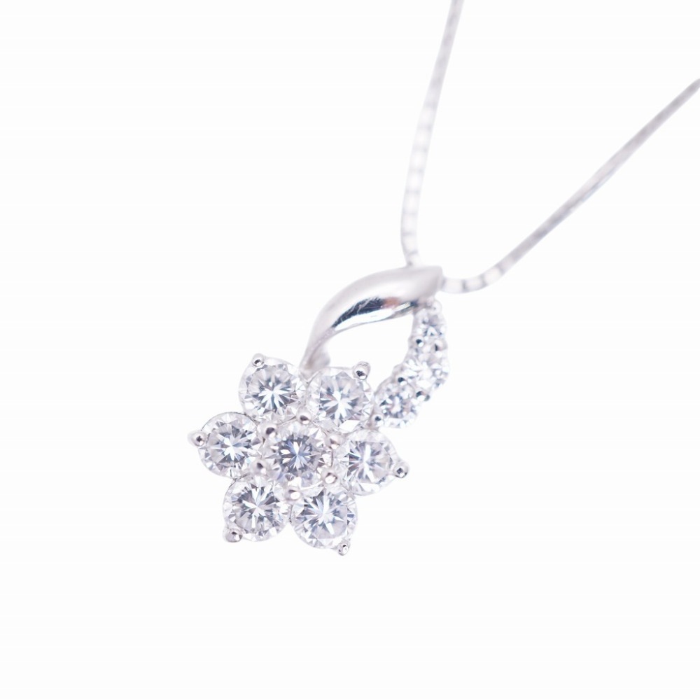 美品 Pt900 ダイヤ1.00ct ネックレス Pt900プラチナ/Pt850プラチナ/ダイヤモンド プラチナ 0102【中古】 レディース