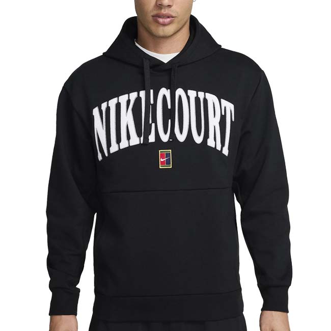 日本サイズ ナイキ(NIKE) 2024 HO メンズ コート Dri-FIT ヘリテージ フリース 長袖フーディ パーカー FQ2094-010ブラック×ホワイト(24y11mテニス)