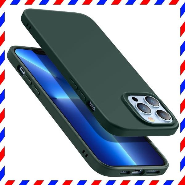 適当な価格 iPhone ESR 13 ダークグリーン 6.1インチ マイクロファイバー裏地 SGS認証 米軍MIL規格 衝撃や傷に強い スリム 液体シリコン ソフトケース ケース Pro iPhone 12