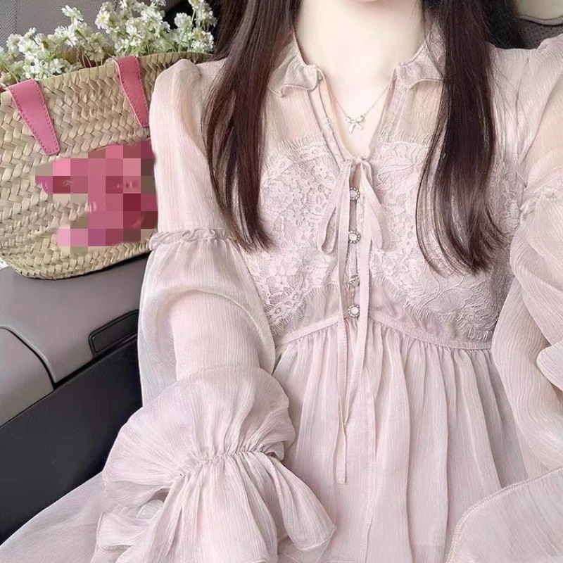 【送料無料】フランスの甘いピンクのトップスカートスーツ女性用2025年春妖精ツーピース早春衣装一式セット
