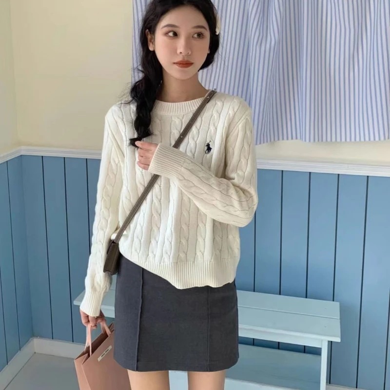 女性のための日本の大学スタイルのラウンドネックセーター,新しい韓国のバージョン,ゆったりとしたセーター,揚げ物,ツイストニットのトップス - 200000345