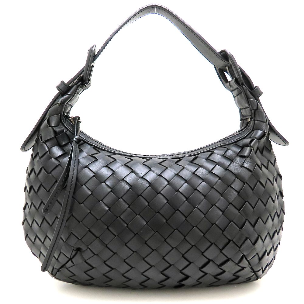 イントレチャート ショルダーバッグ レザー ブラック レディース/353004【中古】