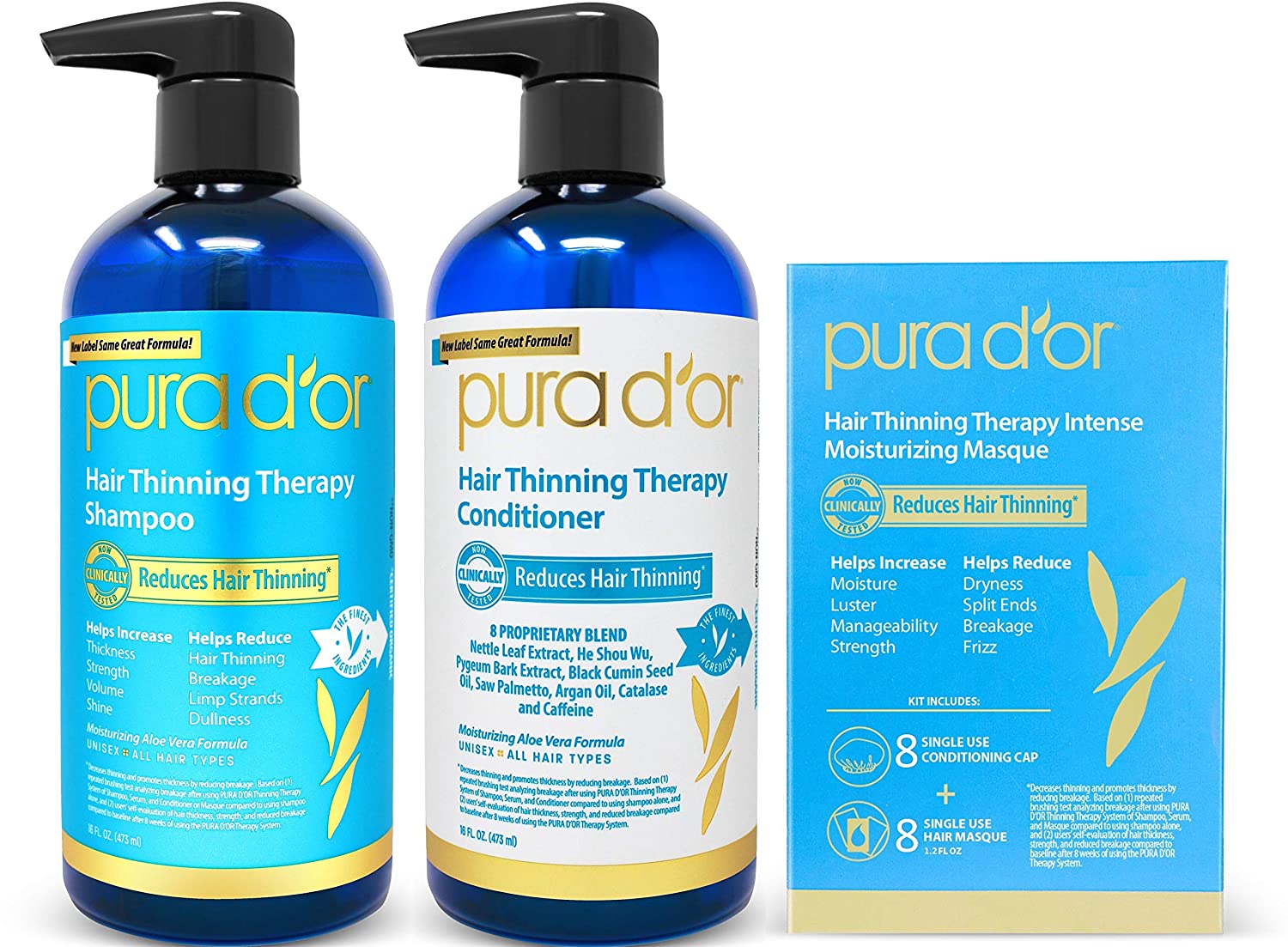PURAD ORヘアシンニングセラピー3点セットシャンプーコンディショナーマスクアルガンオイ