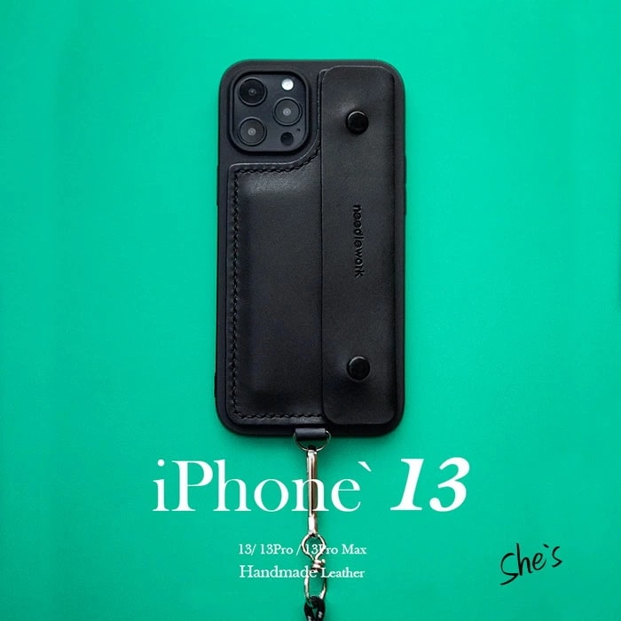 Hand made 本革 牛革 レザー × シリコン ショルダー iPhoneケース カードケーススマホ カードホルダー 財布 ケース 持ち手付き スマホケース 革 皮 オシャレ クール モードiPhone 15