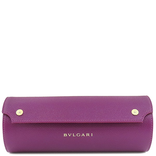 ウォッチケース メンズ レディース トラベルケース ロールケース 腕時計 グレインレザー ゴールド 金具 パープル 紫 小物入れ