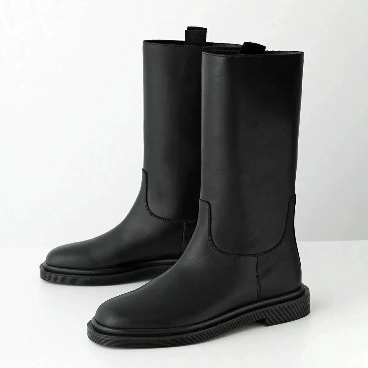 THE ROW ザ・ロウ ミドルブーツ RANGER TUBO F1427 RC222 レディース レザー ローヒール タブ ラウンドトゥ シューズ 靴 BLK