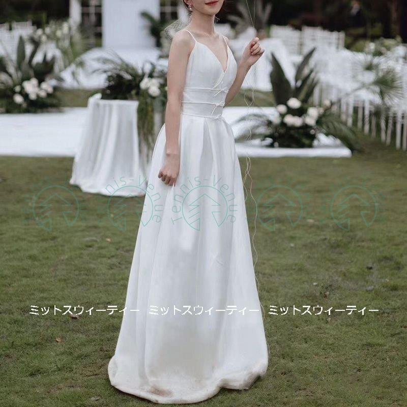 ウェディングドレス ロングドレス Aラインドレス キャミソール 結婚式 ウエディングドレス 二次会