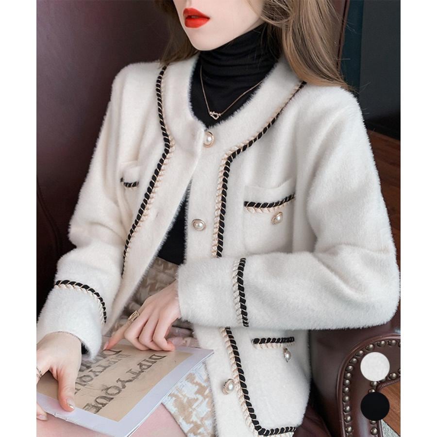 ブラウス モヘアカーディガン秋冬 ファージャケット ニット