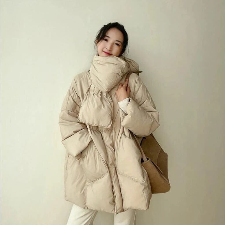 ダウンコート レディース ダウンジャケット ロングコート 冬 マフラー アウター 軽い 暖か 厚手 襟なし コート おしゃれ 秋冬 防寒 20代 30代 40代 セットアップ