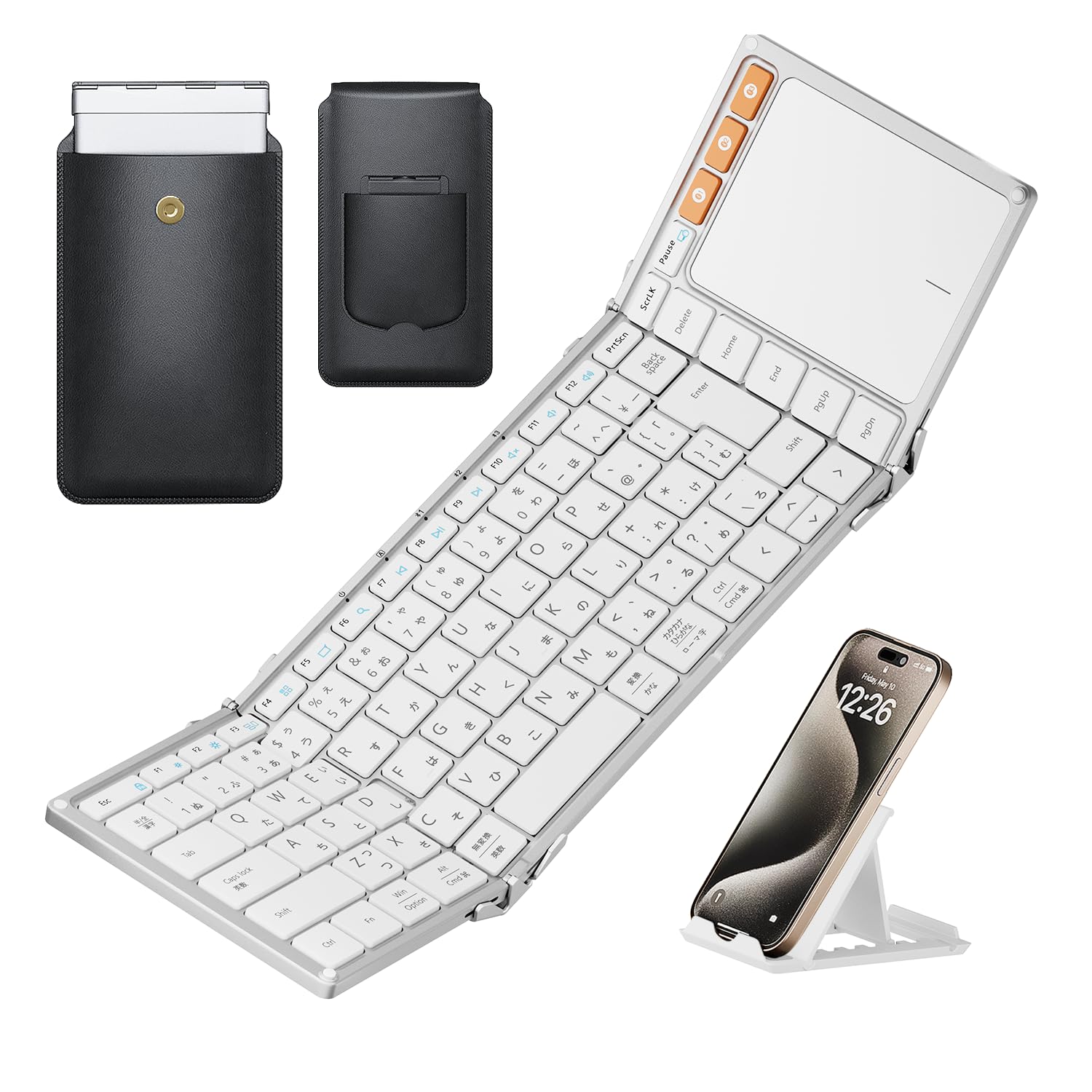 ProtoArc XK01 TP キーボード Bluetooth 折りたたみ式 ipad キーボード 大型タッチパッド搭載 3台同時接続 日本語配列 薄型 軽量 充電式 iOS/Android/Win