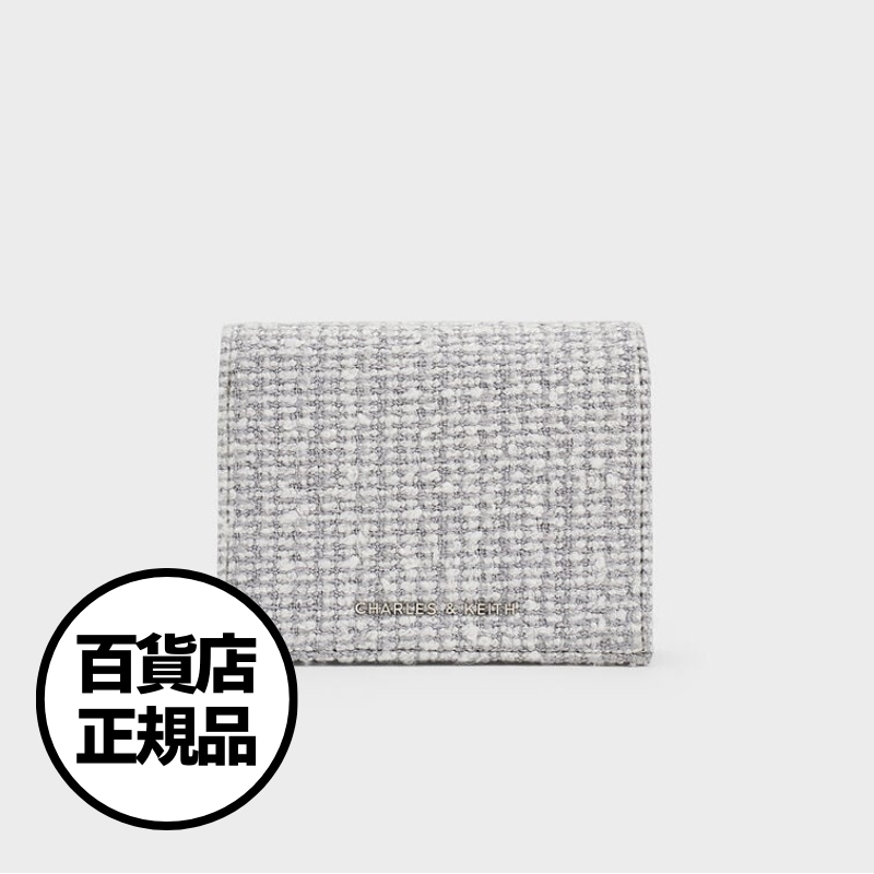 【CHARLES&KEITH】韓国限定 ツイード スナップボタン ウォレット Tweed Snap-Button Wallet 正規取扱品