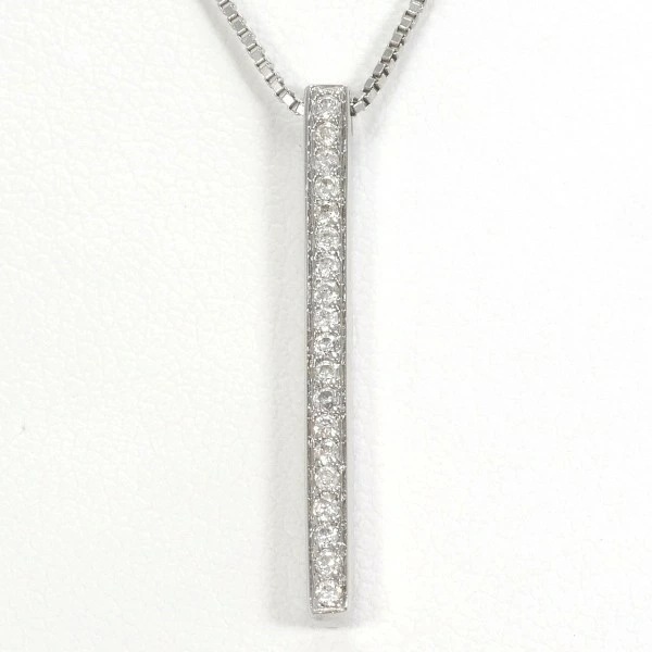 K18 18金 WG ホワイトゴールド ネックレス ダイヤ 0.10 約43cm ジュエリー 中古