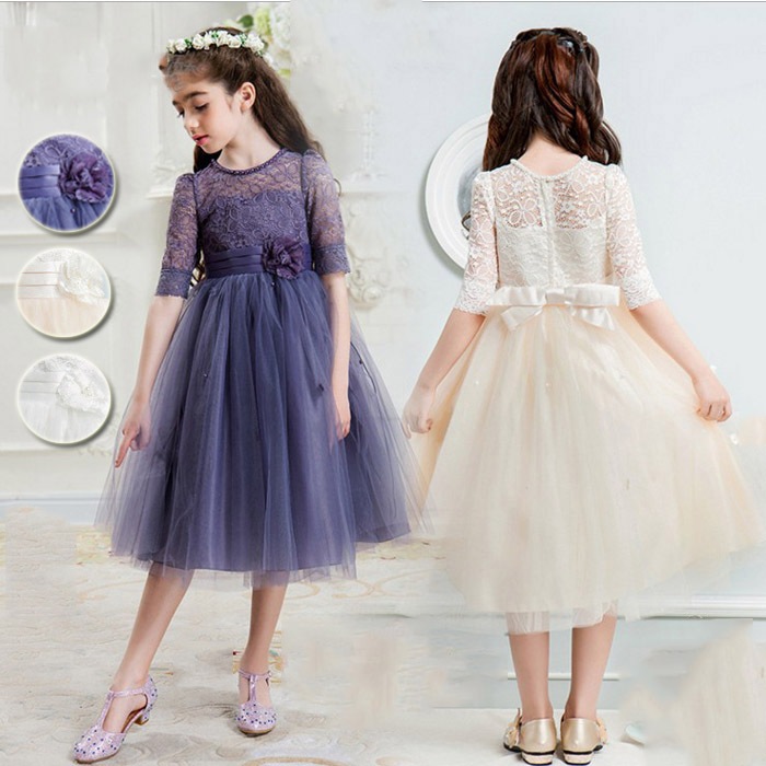 【新品プロモ-ション】子供ドレス ピアノ発表会 ロング 結婚式 子どもドレス 七五三 ジュニアドレス ピアノ発表会 ロング 子どもドレス 七五三 ジュニア ホワイト パープル シャンパン色 110 1