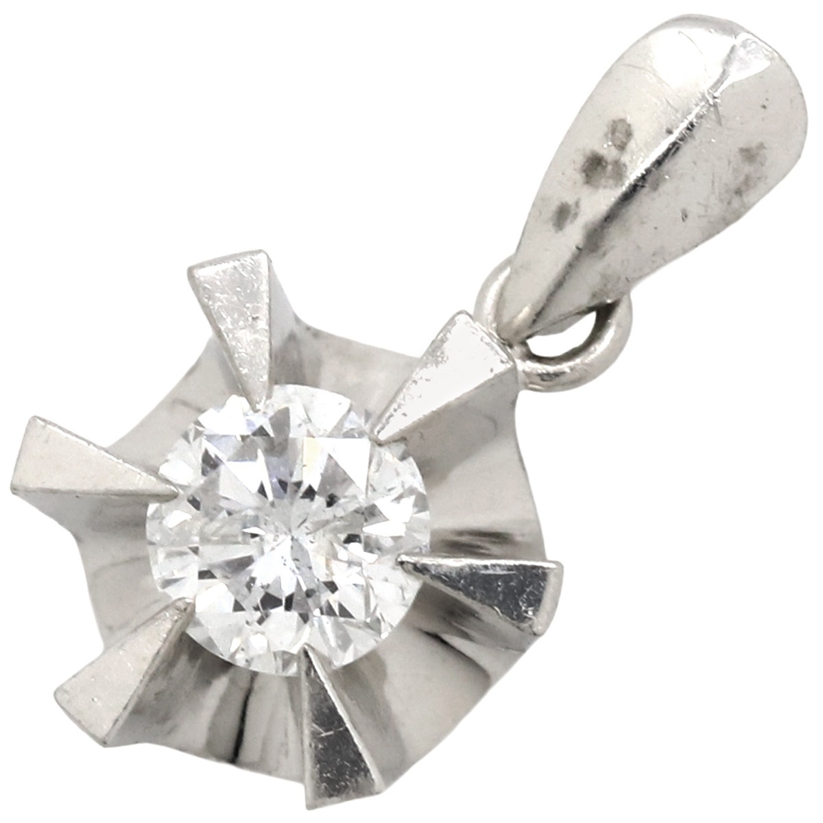 ペンダントトップ ダイヤ Pt900 ダイヤモンド プラチナシルバー 1石 1粒 【中古】