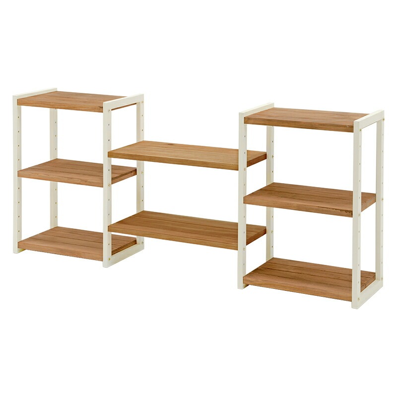 ラック（ホワイトウォッシュライトブラウン）　MCC-6252NIV高さが多段調整できる天然パイン材のシステムマルチラックTV台と本棚を一つで担えます