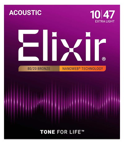 他サイト： Elixir エリクサー アコースティックギター弦 NANOWEB 80/20ブロンズ Extra Light .010-.047 #11002 【国内正規品】の商品画像