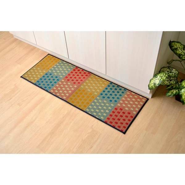 1080980305205 キッチンマット 滑りにくい加工 国産い草 シンプル プチブロック マルチ 43×240cm メーカー直送