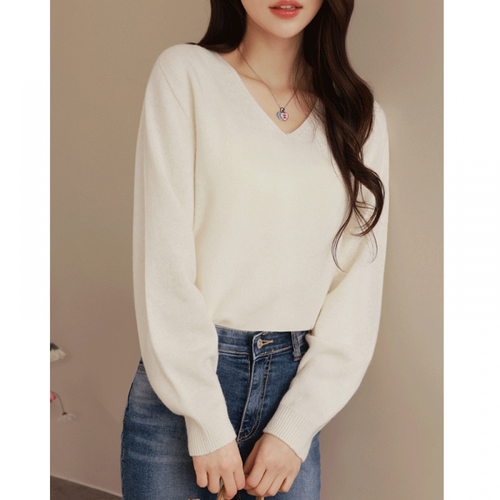 クリックアンドファニー テルホガーメント ウールVネックニット