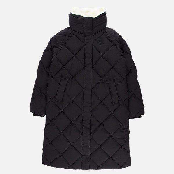 女性ディアマン グース ロング ダウン ジャケット ブラック QP422ODJO3