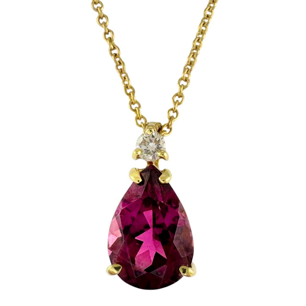 ティファニー ネックレス 18金 K18イエローゴールド ガーネット TIFFANY&Co. 中古 美品