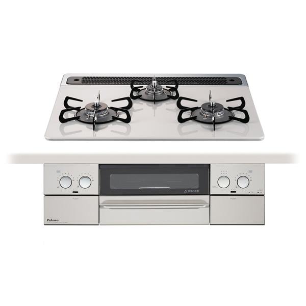 ビルトインコンロ ウィズナ 都市ガス ３口ガスコンロ 60cm幅 水なし両面焼グリル すっきりトップ ティアラシルバー PD-829WS-60CV-13A