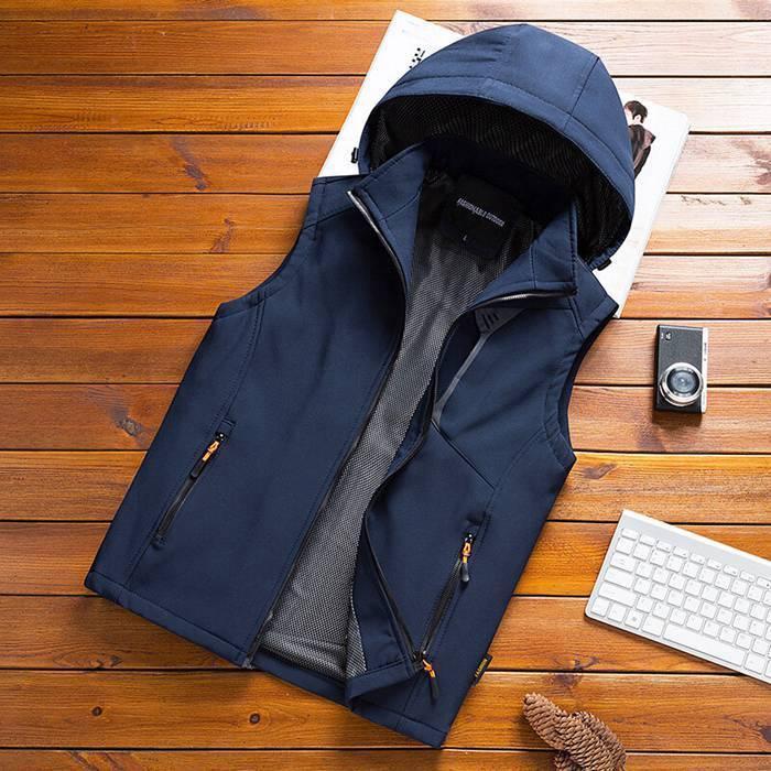 春 ベスト メンズ トップス フード付き ベスト 柔らかいベスト 薄手 前開き パーカー 釣り山登り カジュアル 登山
