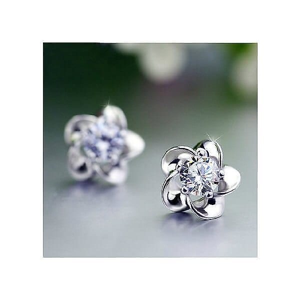 ピアス レディース 一粒ダイヤ お花 フラワー プラチナ仕上げ シルバー925 CZダイヤ 彼女 妻 クリスマスプレゼント 人気