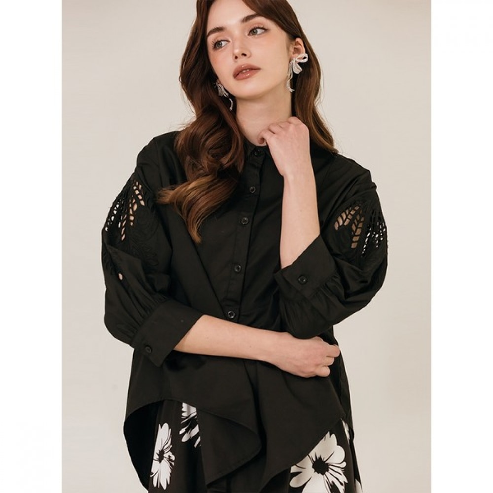 [マックスカルティジオ] エンブロイダリーパンチングブラウスシャツ