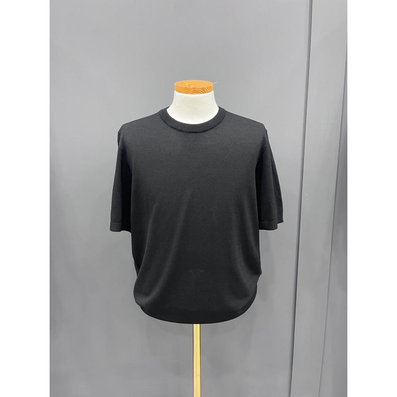 男性 夏 半袖 涼しい 黒色 ニット TシャツOTS009_OD
