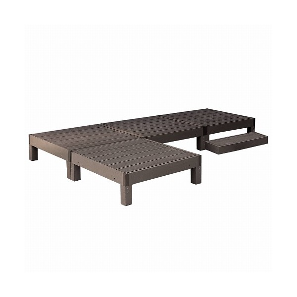 住まいスタイル 人工木ウッドデッキ ecofeel 4台 ステップセット ダークブラウン PWDE-4P-STP-DBR メーカー直送