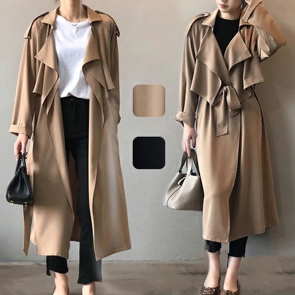 トレンチコート レディース ロングコート 秋物 スプリングコート ロング丈 レディース コート カジュアル 体型カバー 春服 ガウンコート OL スタイル コート アウター 大きいサイズ ロング丈 ア