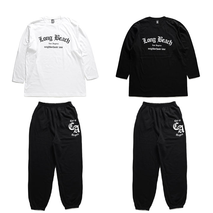 ACEFLAG 上下セット 長袖 ブランド メンズ 春秋冬用 白/黒 大きいサイズ エースフラッグ セットアップ ロンT スウェットパンツ コーデセット Long