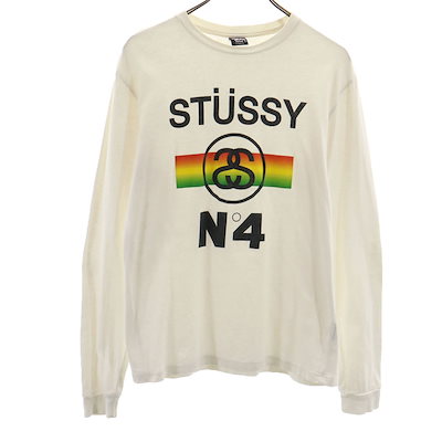 stussy クルーネック 長袖Tシャツ ホワイト Qoo10] ステューシー 長袖 Tシャツ M 白 ロンT メンズ : メンズ