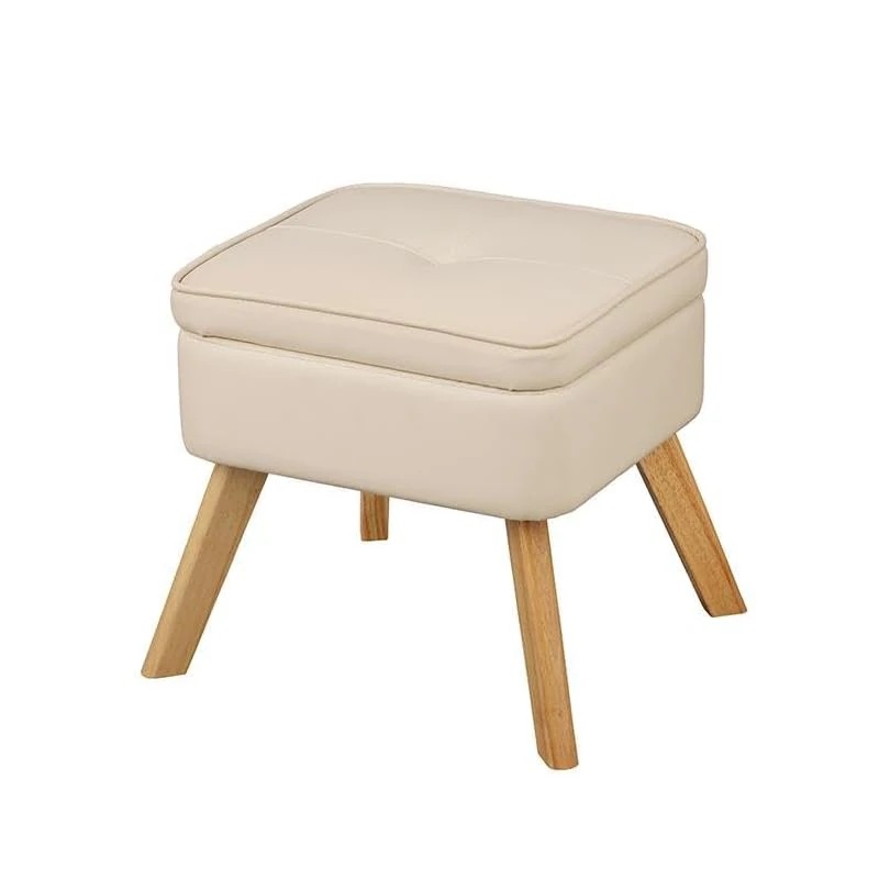 【即納】アイリスオーヤマ 収納スツール 収納ボックス オットマン 座椅子 足置き 収納付オットマン 幅約42×奥行約37×高さ約41cm レザー LEC-OT アイボリー